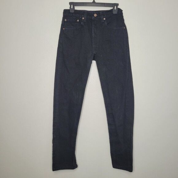 Vintage 95 Levi's black 505 regular fit straight leg jeans size 31x32 - Picture 1 of 8
